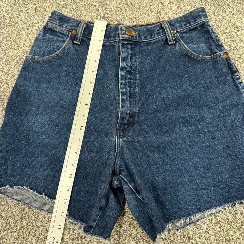 Vintage Wrangler Dark Blue Cut Off Hem Denim Cowgirl Western Shorts Sz 13/14